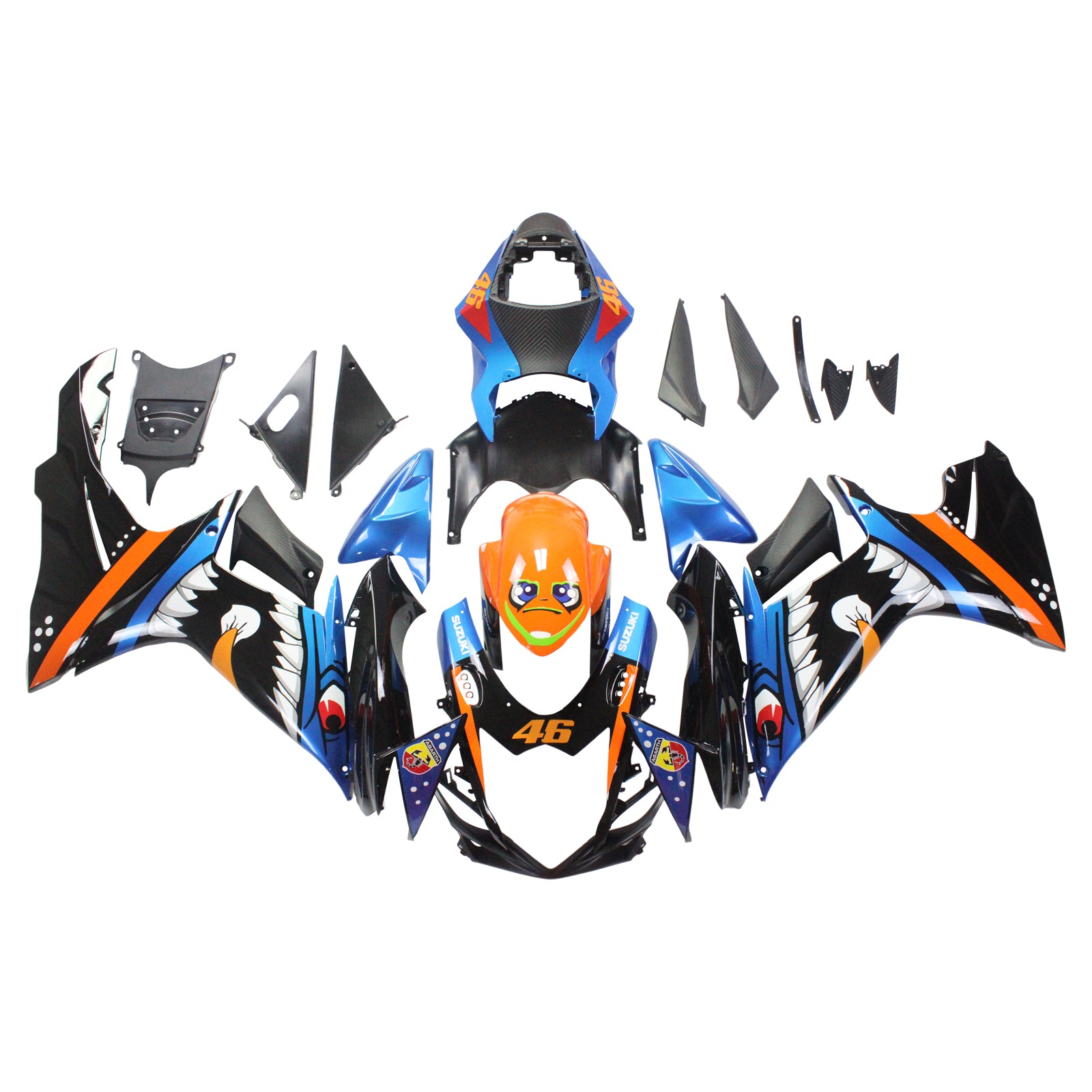 Amotopart Suzuki 2011-2026 GSXR 600/750 Cartoon Shark Fairing Kit