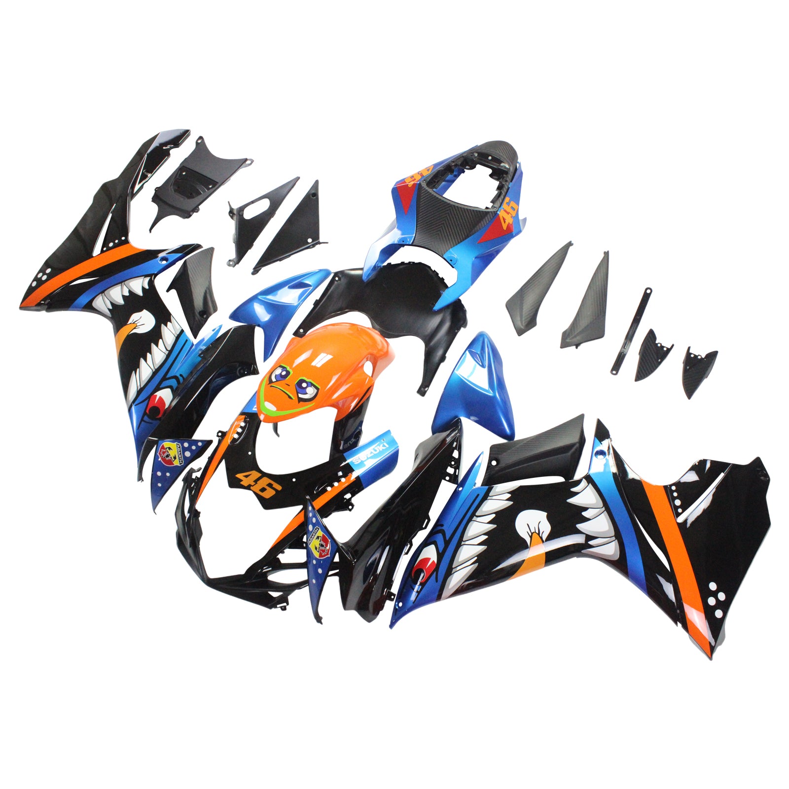 Amotopart Suzuki 2011-2026 GSXR 600/750 Cartoon Shark Fairing Kit