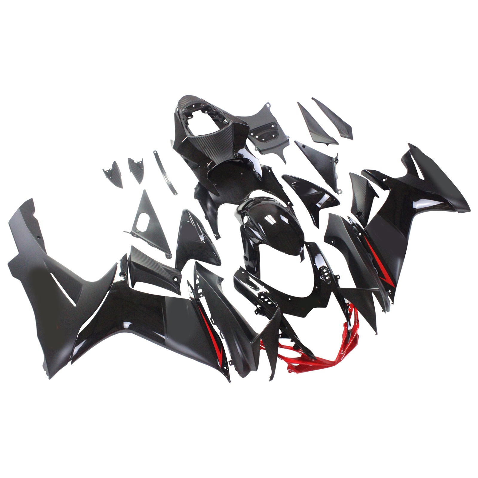 Amotopart スズキ 2011-2024 GSXR 600/750 ブラック レッドライン付きフェアリングキット