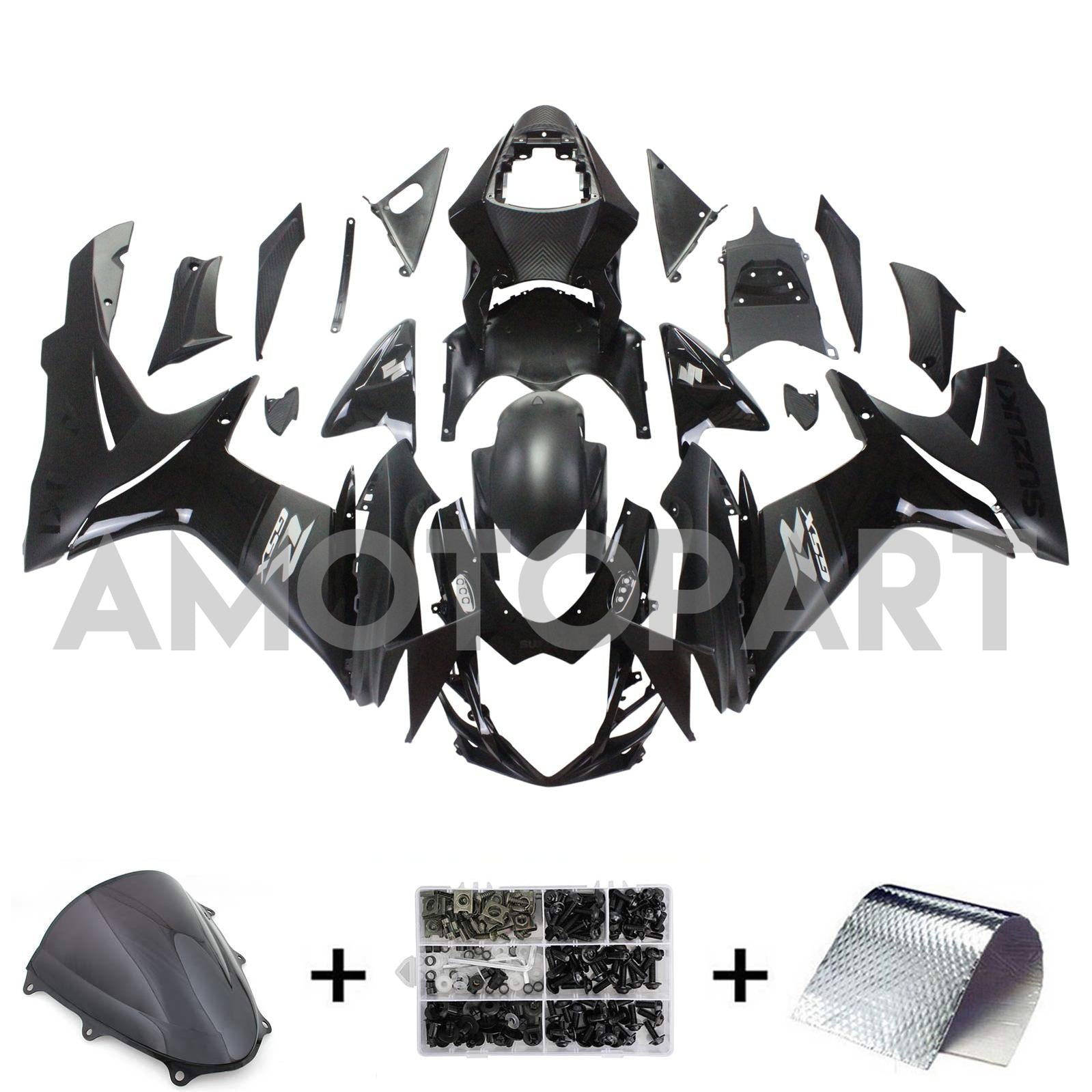 Amotopart Suzuki 2011-2025 GSXR 600/750 All Black Fairing Kit