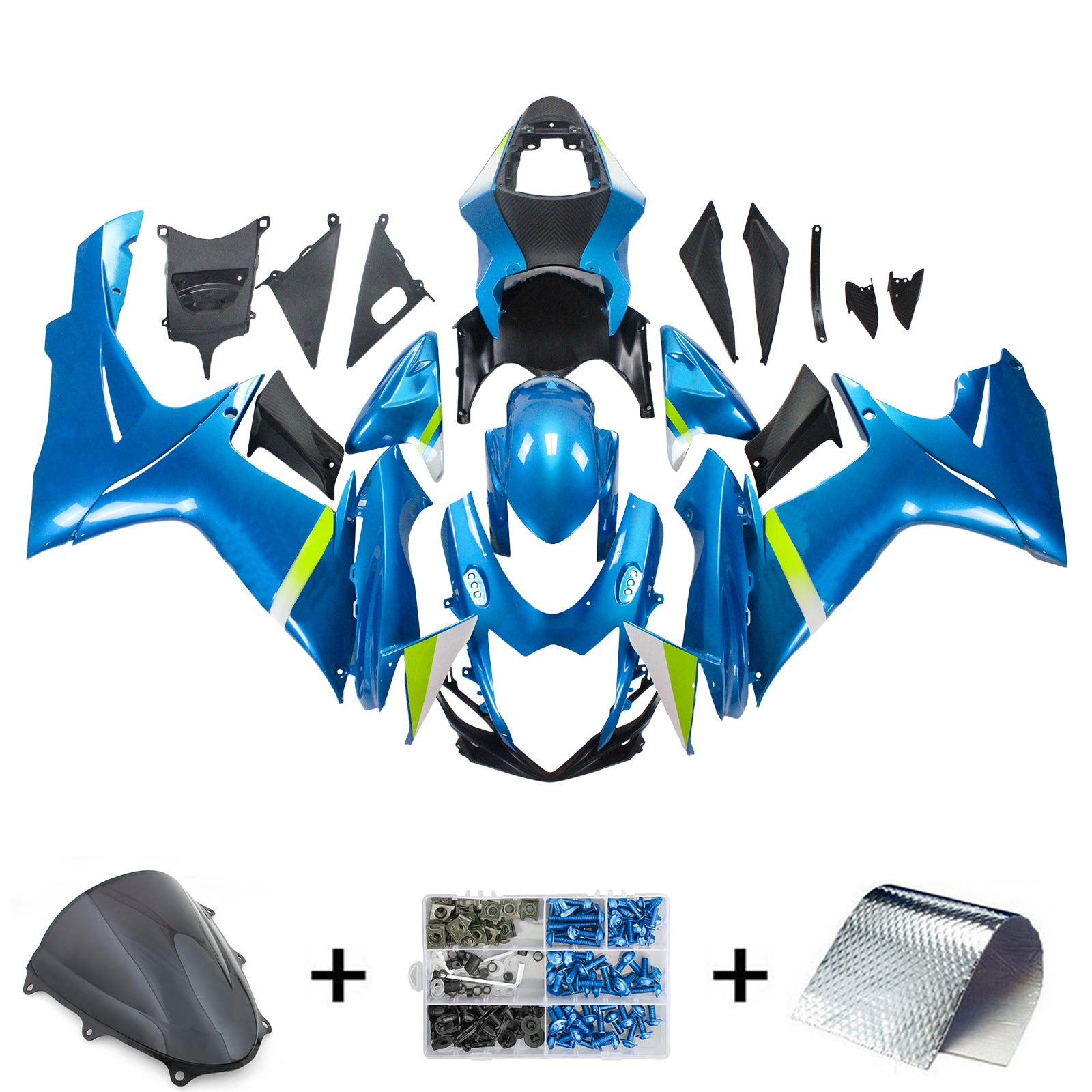 Amotopart スズキ 2011-2024 GSXR 600/750 グロスブルー フェアリングキット