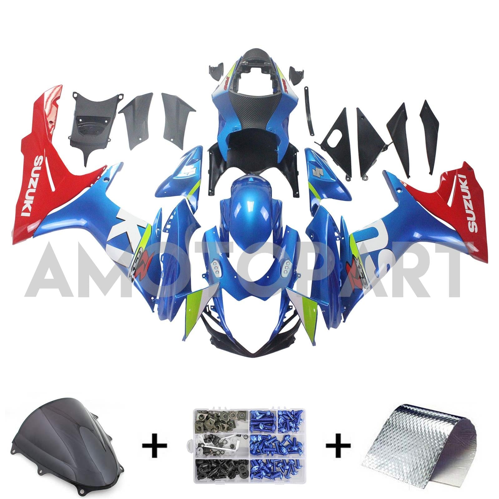 Amotopart Suzuki 2011-2025 GSXR 600/750 Blue Red Fairing Kit