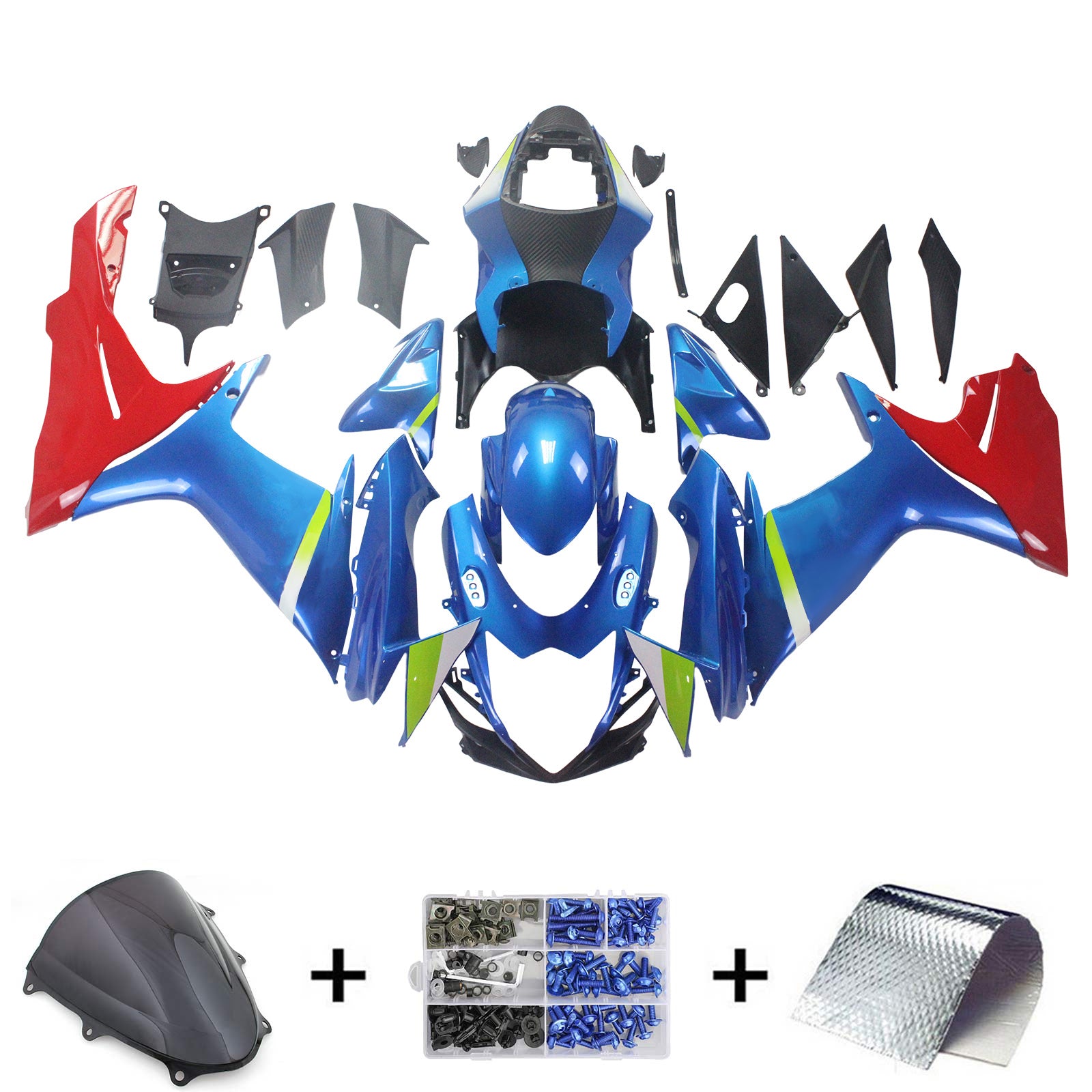 Amotopart Suzuki 2011-2025 GSXR 600/750 Blue Red Fairing Kit