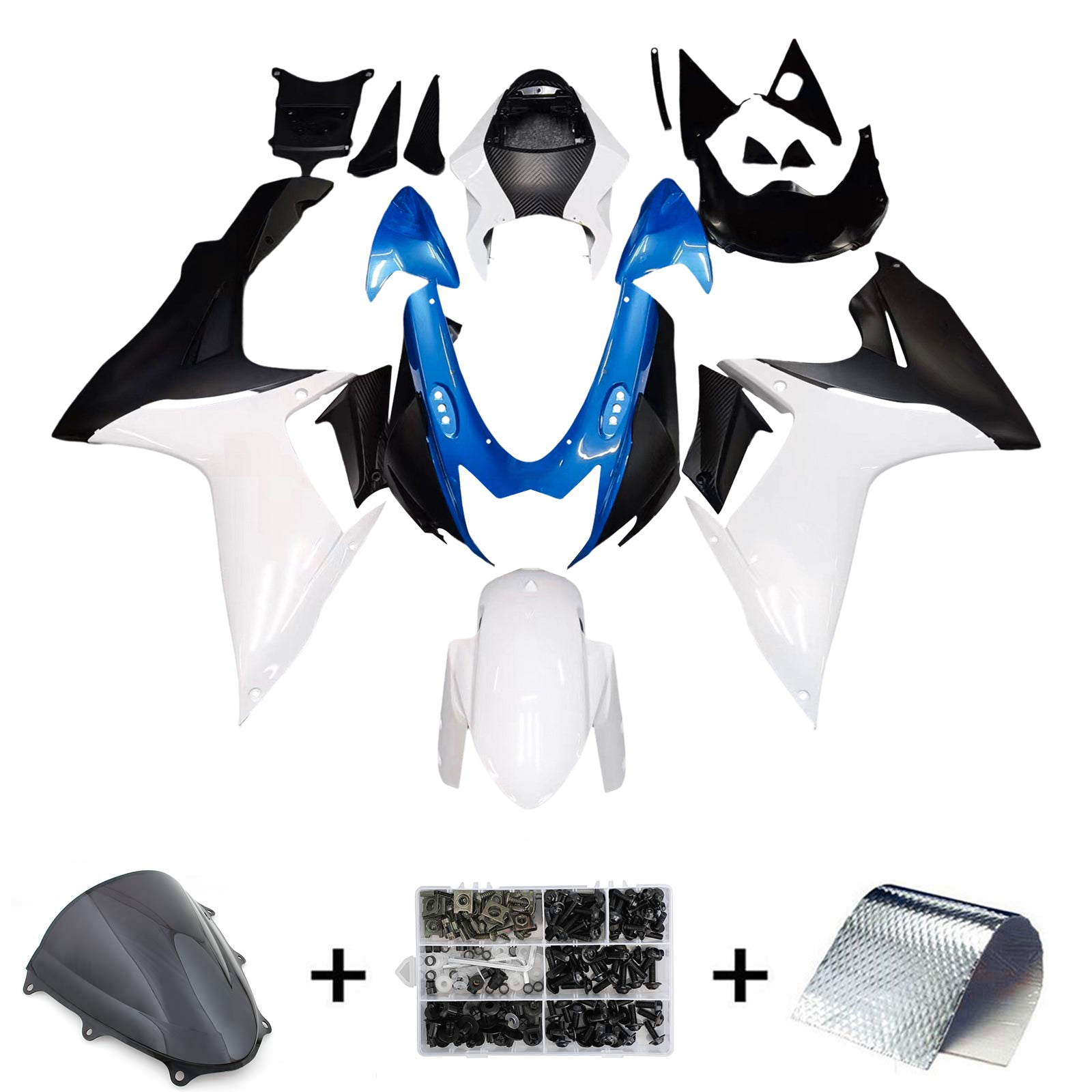 Amotopart Suzuki 2011-2025 GSXR 600/750 White Blue Fairing Kit