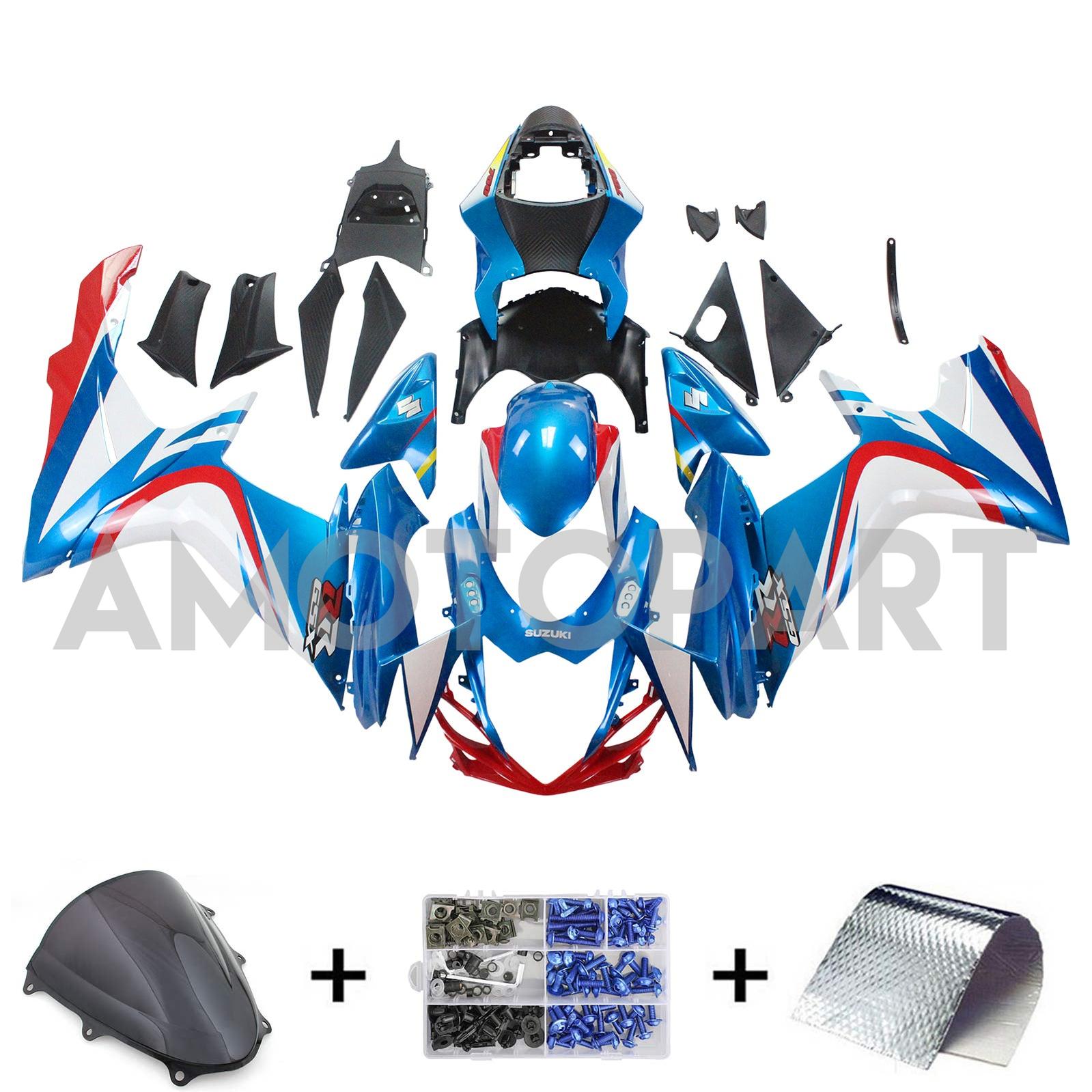 Amotopart Suzuki 2011-2025 GSXR 600/750 Blue White Red Fairing Kit