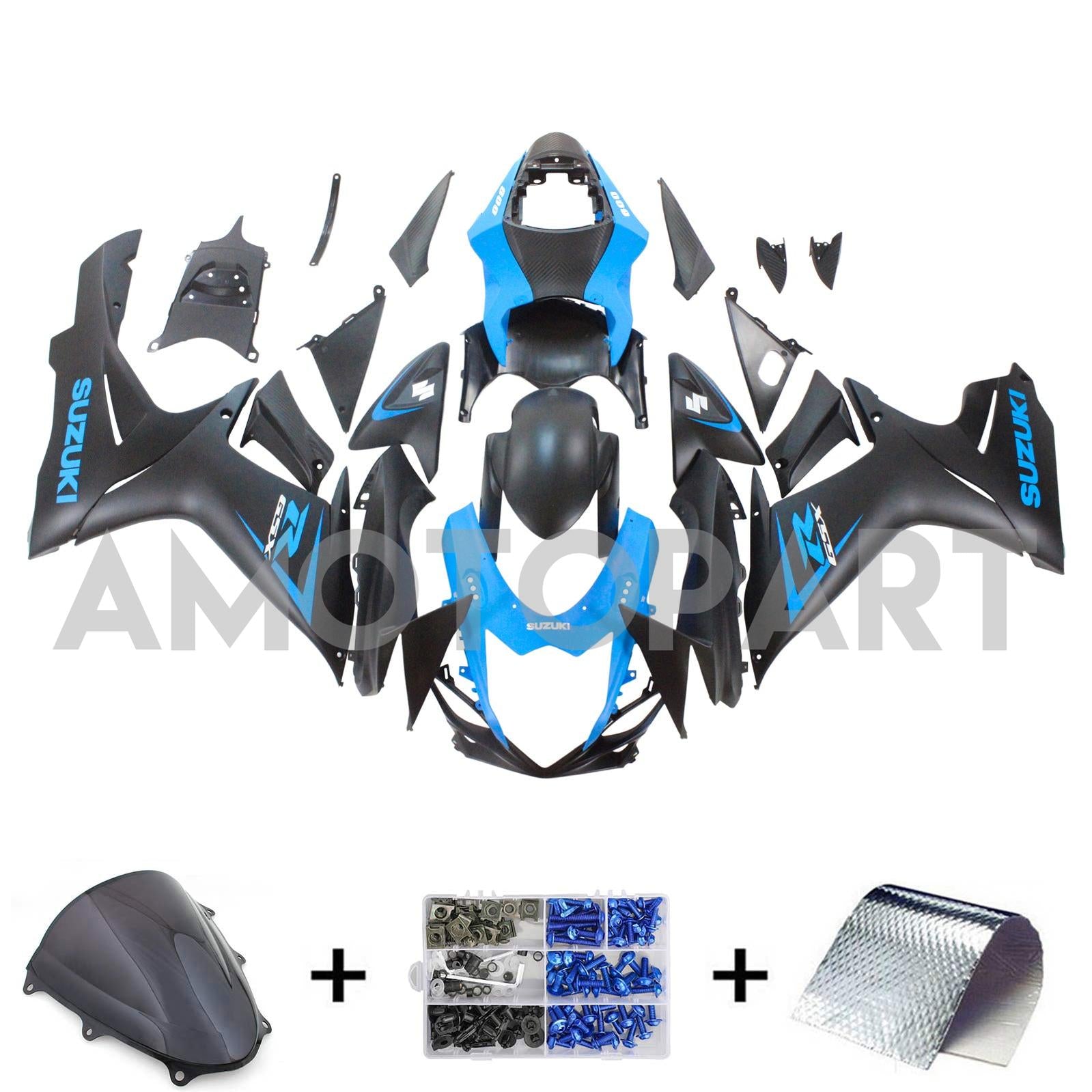 Amotopart Suzuki 2011-2025 GSXR 600/750 Matte Blue Black Fairing Kit