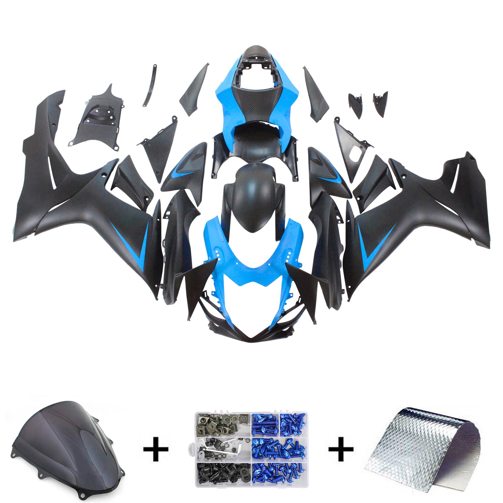 Amotopart Suzuki 2011-2025 GSXR 600/750 Matte Blue Black Fairing Kit