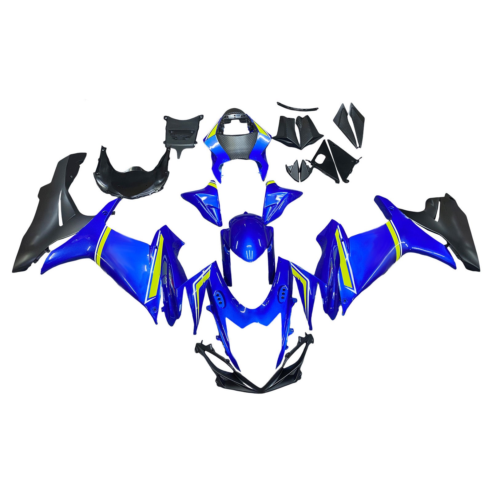 Amotopart 2011-2025 GSXR 600/750 Suzuki Blue with Yellow Accent Fairing Kit