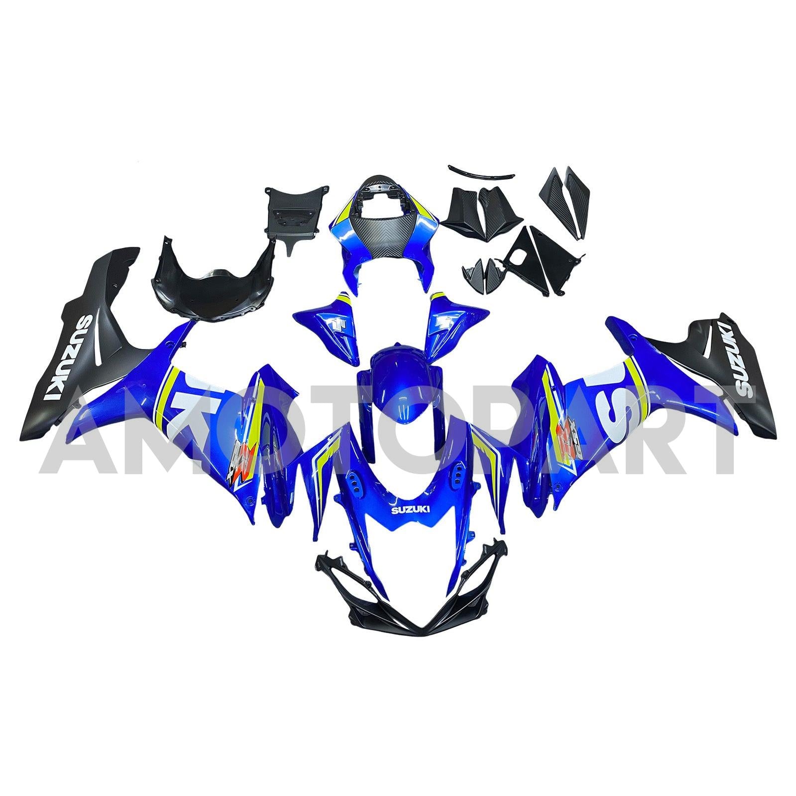 Amotopart 2011-2025 GSXR 600/750 Suzuki Blue with Yellow Accent Fairing Kit