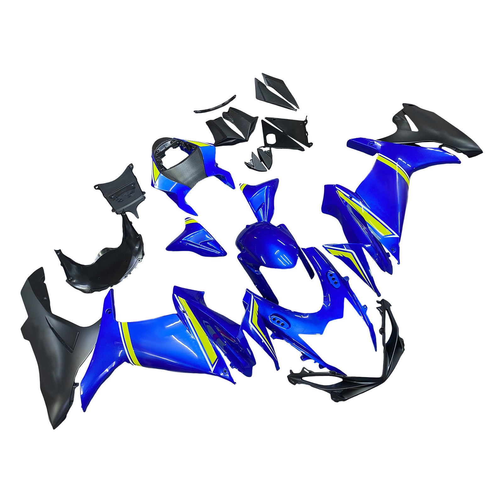 Amotopart 2011-2025 GSXR 600/750 Suzuki Blue with Yellow Accent Fairing Kit