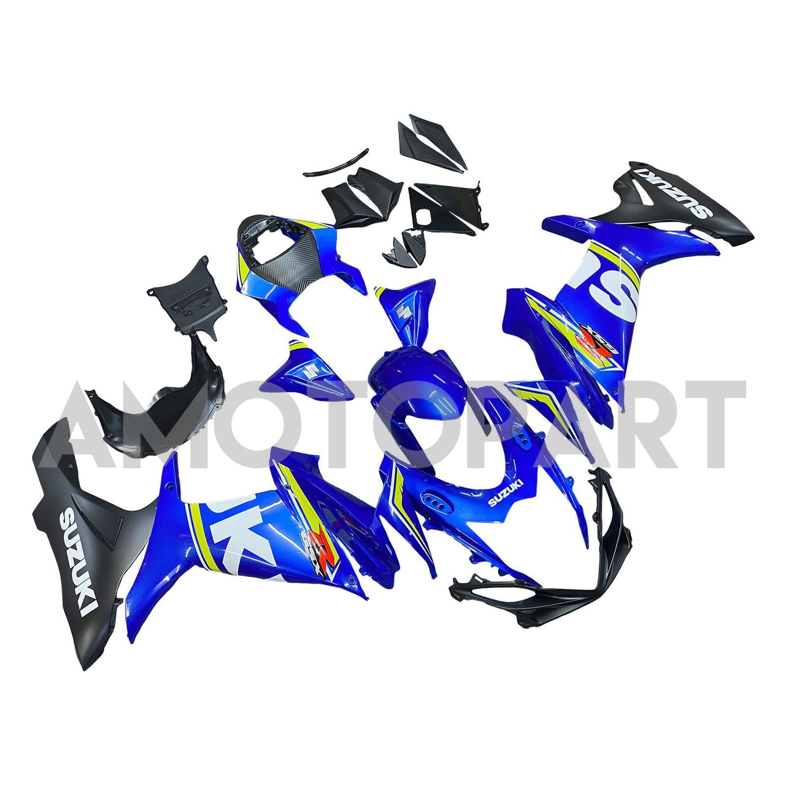 Amotopart 2011-2025 GSXR 600/750 Suzuki Blue with Yellow Accent Fairing Kit