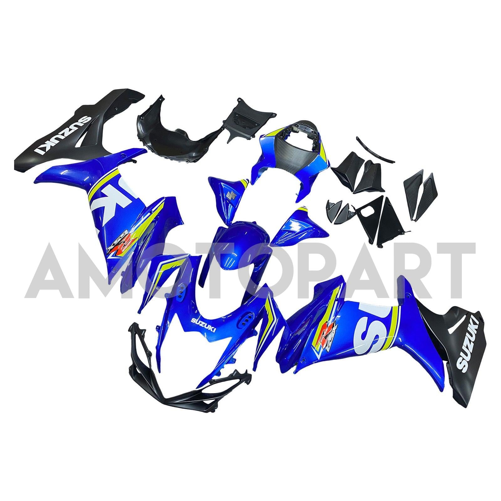 Amotopart 2011-2025 GSXR 600/750 Suzuki Blue with Yellow Accent Fairing Kit