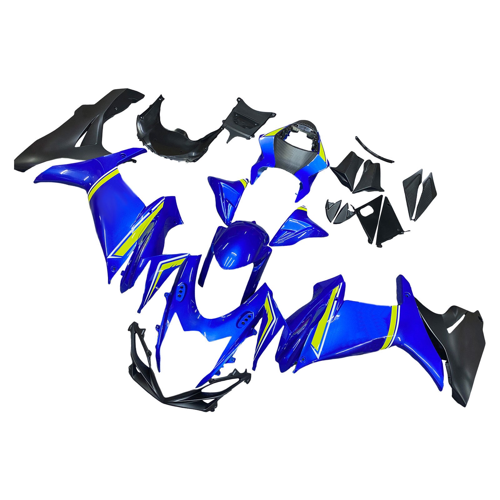 Amotopart 2011-2025 GSXR 600/750 Suzuki Blue with Yellow Accent Fairing Kit