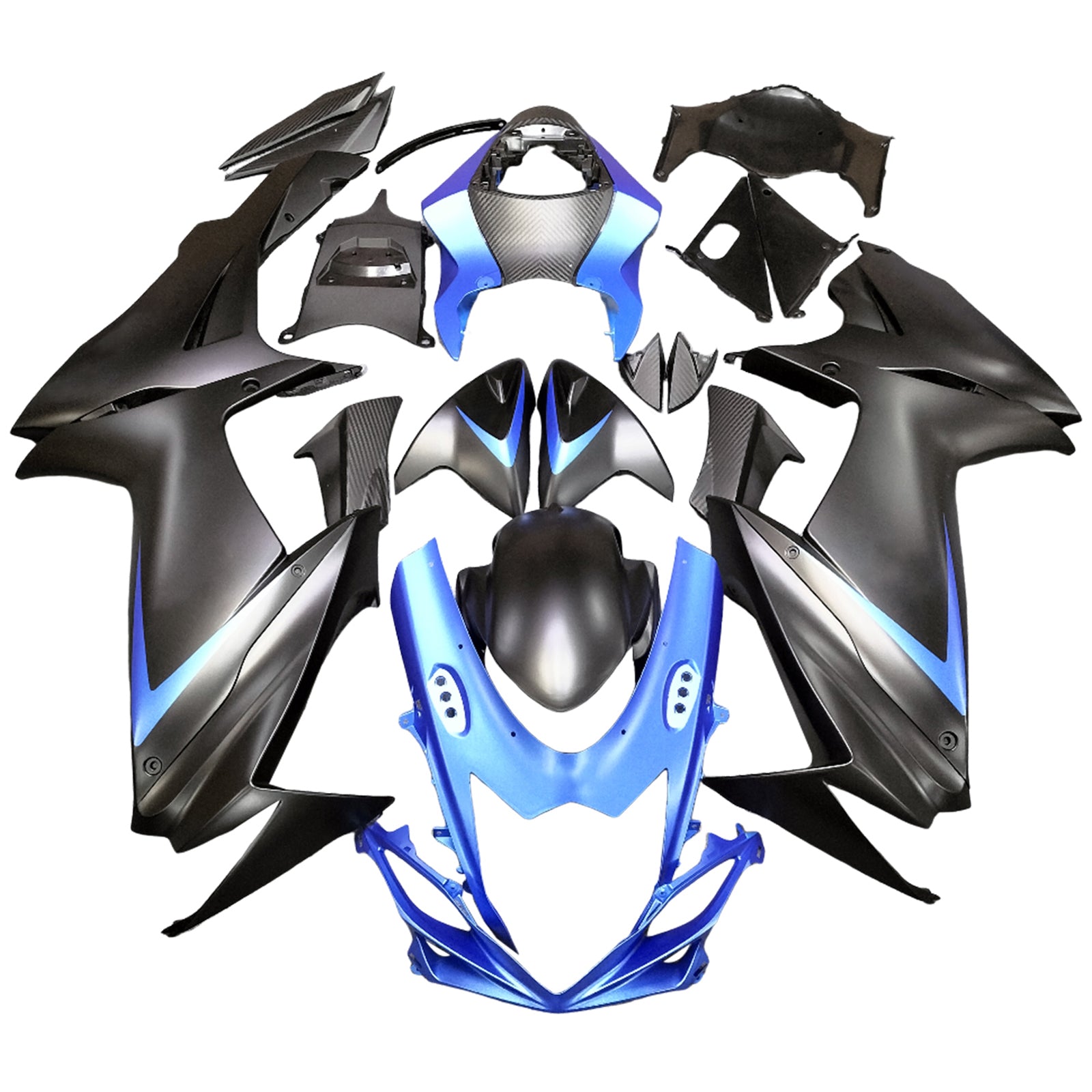Amotopart 2011-2025 GSXR 600/750 Suzuki Matte Blue&Black Fairing Kit