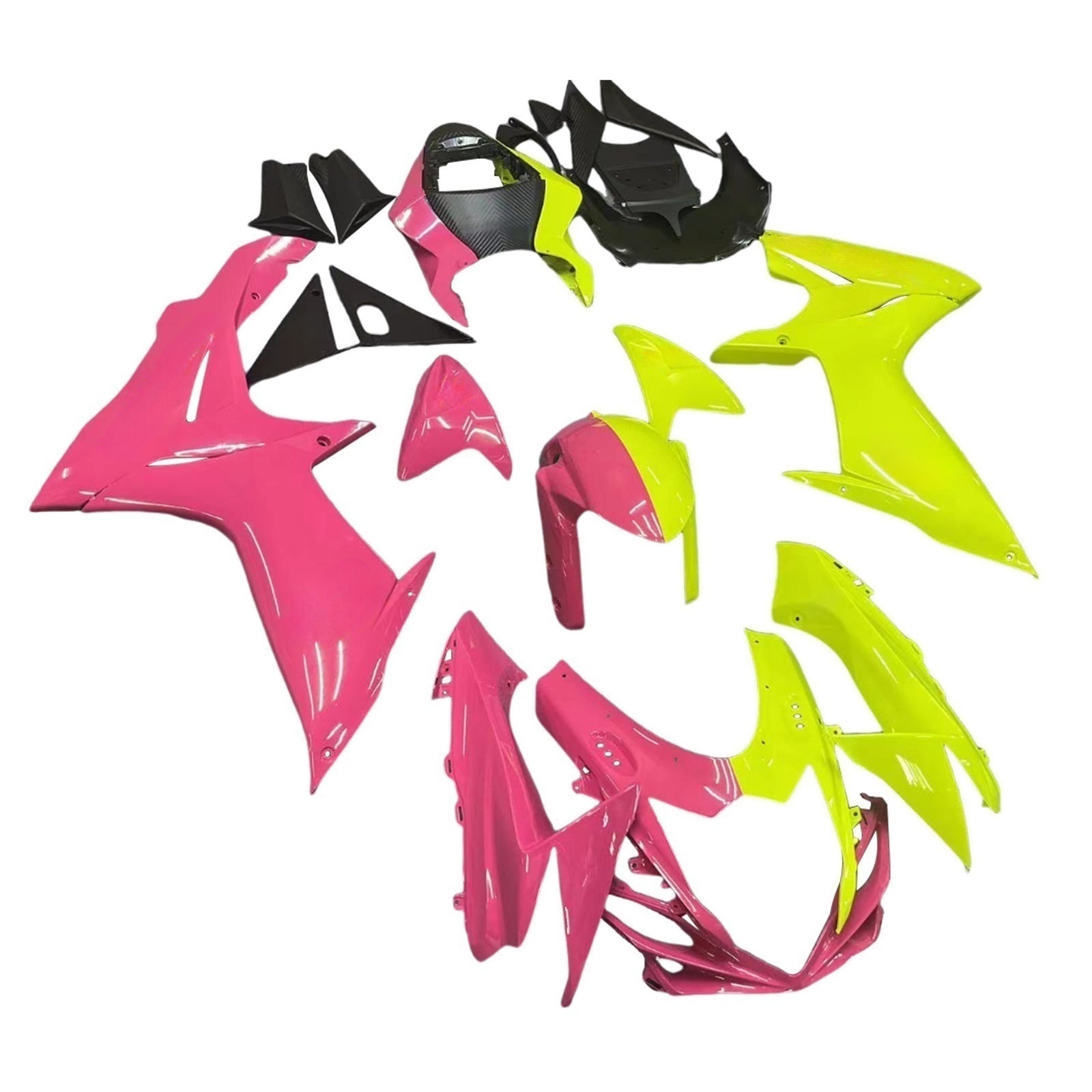 Amotopart 2011-2025 GSXR 600/750 Suzuki Half Pink Half Yellow Fairing Kit