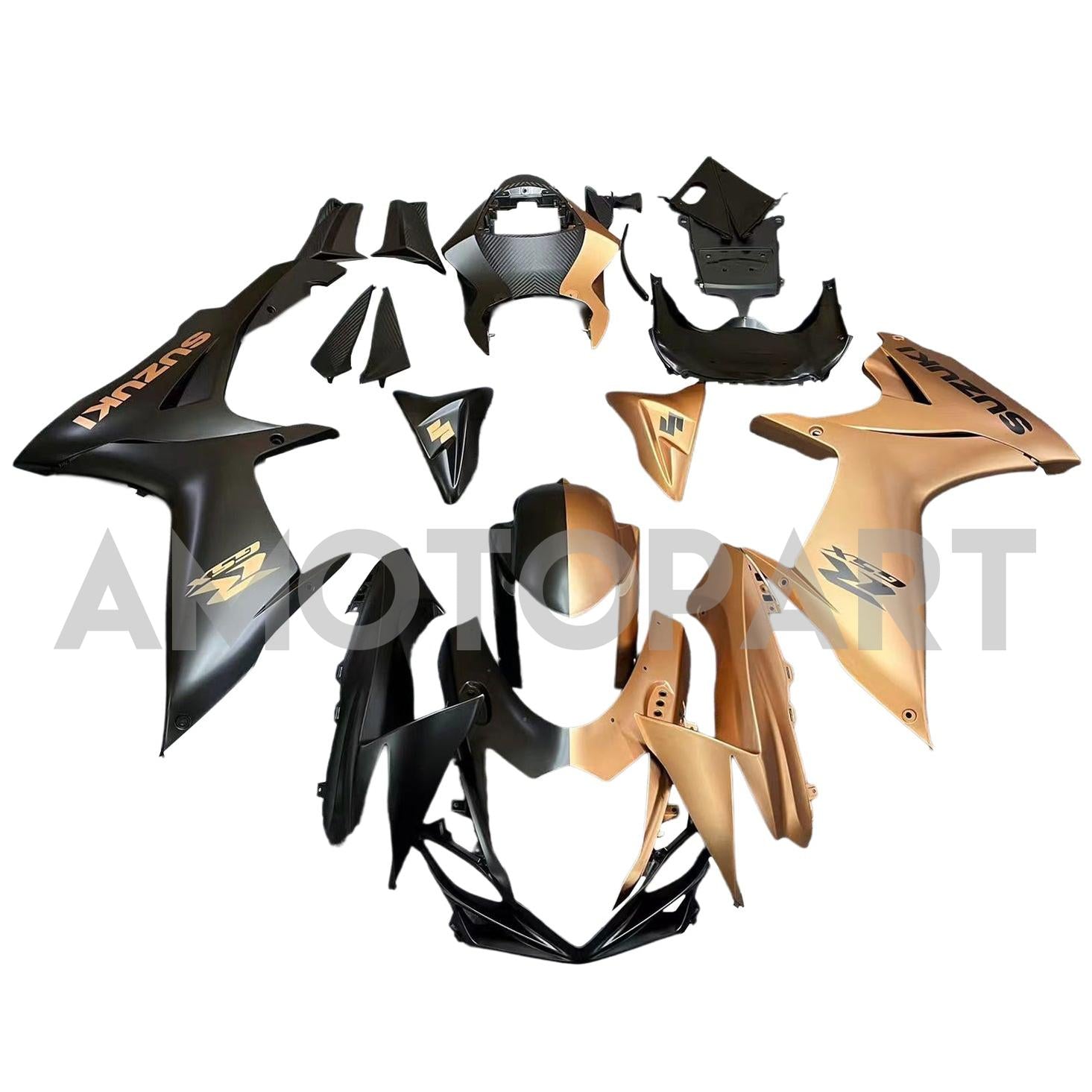 Amotopart 2011-2025 GSXR 600/750 Suzuki Matte Half Black Half Brown Fairing Kit