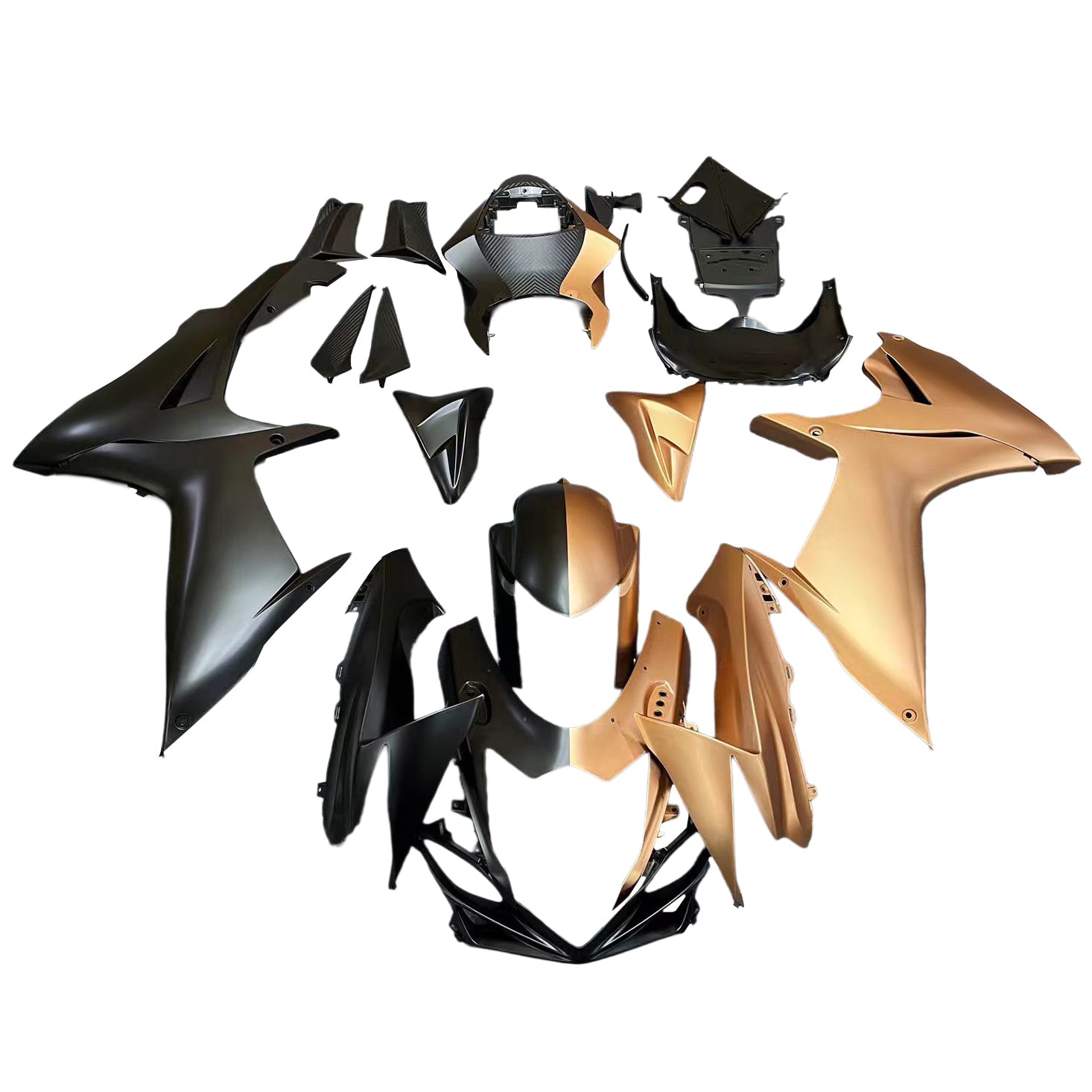 Kit de carenagem Amotopart 2011-2026 GSXR 600/750 Suzuki fosco meio preto meio marrom