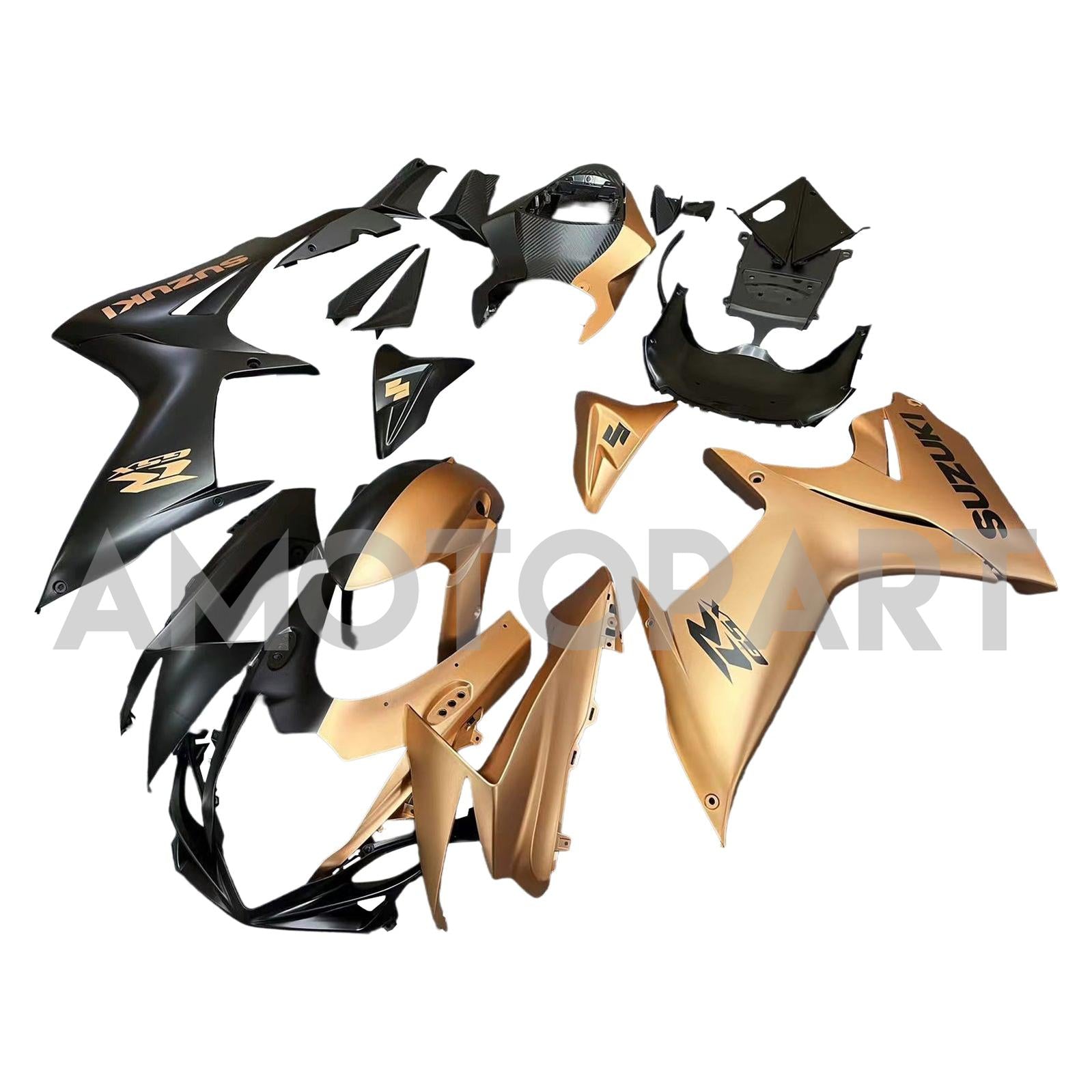 Amotopart 2011-2025 GSXR 600/750 Suzuki Matte Half Black Half Brown Fairing Kit