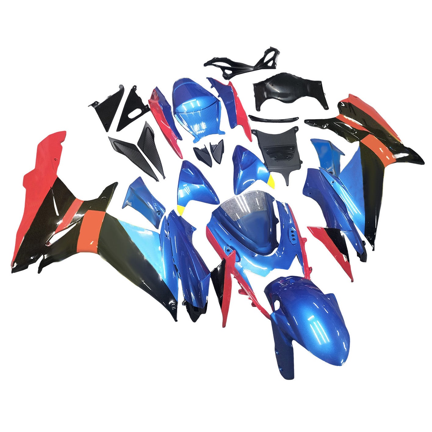 Amotopart 2011-2026 GSXR 600/750 Suzuki Gloss Blue & Kit de carénage rouge