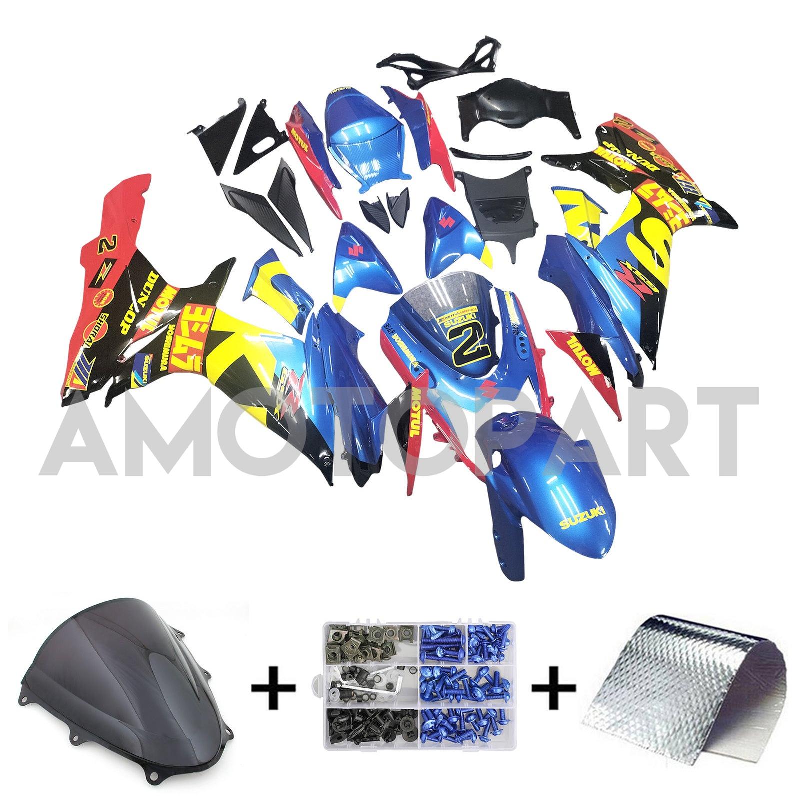 Amotopart 2011-2025 GSXR 600/750 Suzuki Gloss Blue&Yellow Fairing Kit