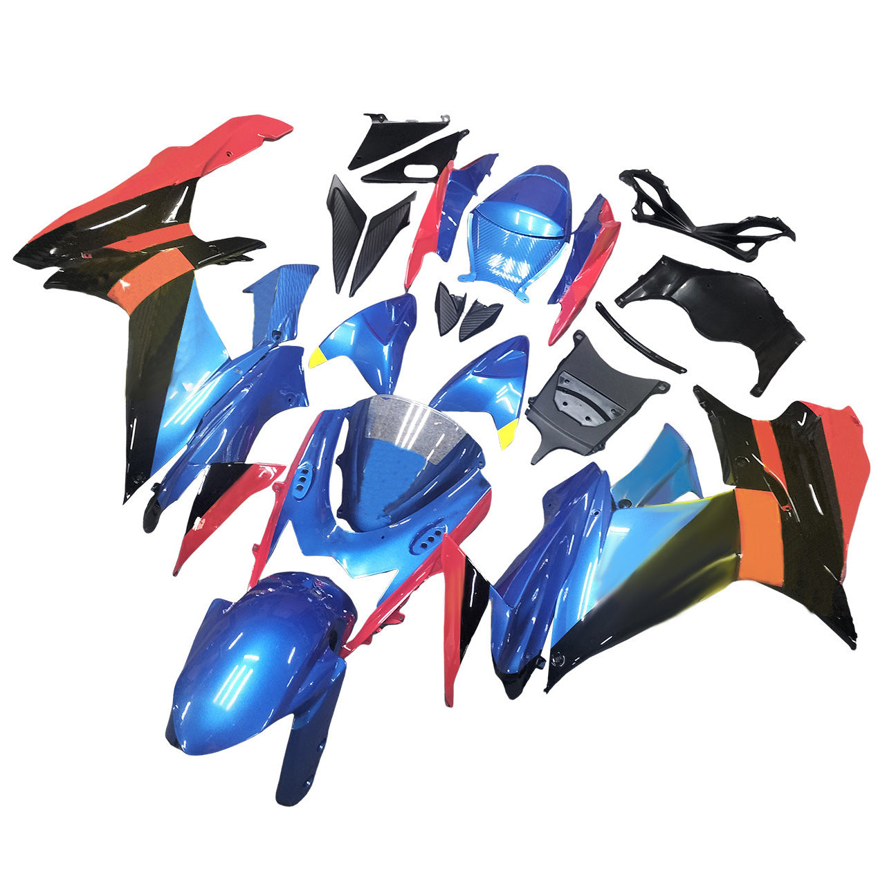 Amotopart 2011-2025 GSXR 600/750 Suzuki Gloss Blue & Red Fairing Kit