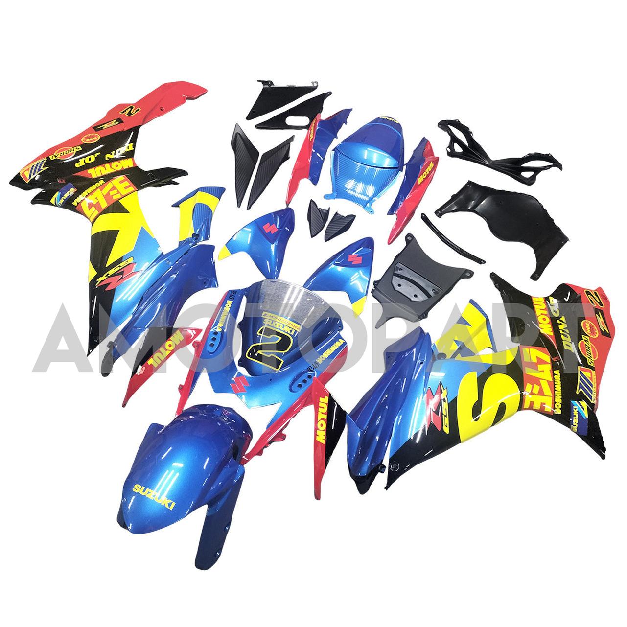 Amotopart 2011-2025 GSXR 600/750 Suzuki Gloss Blue&Yellow Fairing Kit