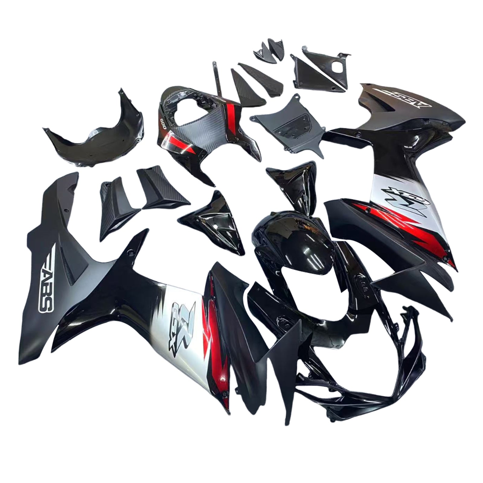 Amotopart 2011-2026 GSXR 600/750 Suzuki Black z czerwonymi akcentami Zestaw owiewek