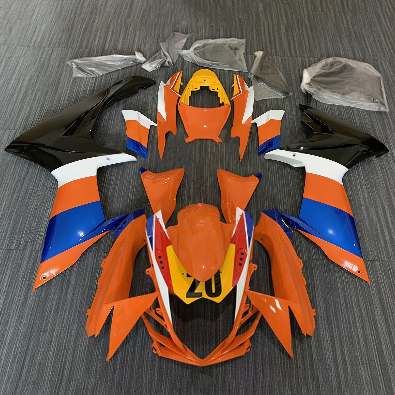 Amotopart 2011-2026 GSXR 600/750 Suzuki Orange&Blue Fairing Kit