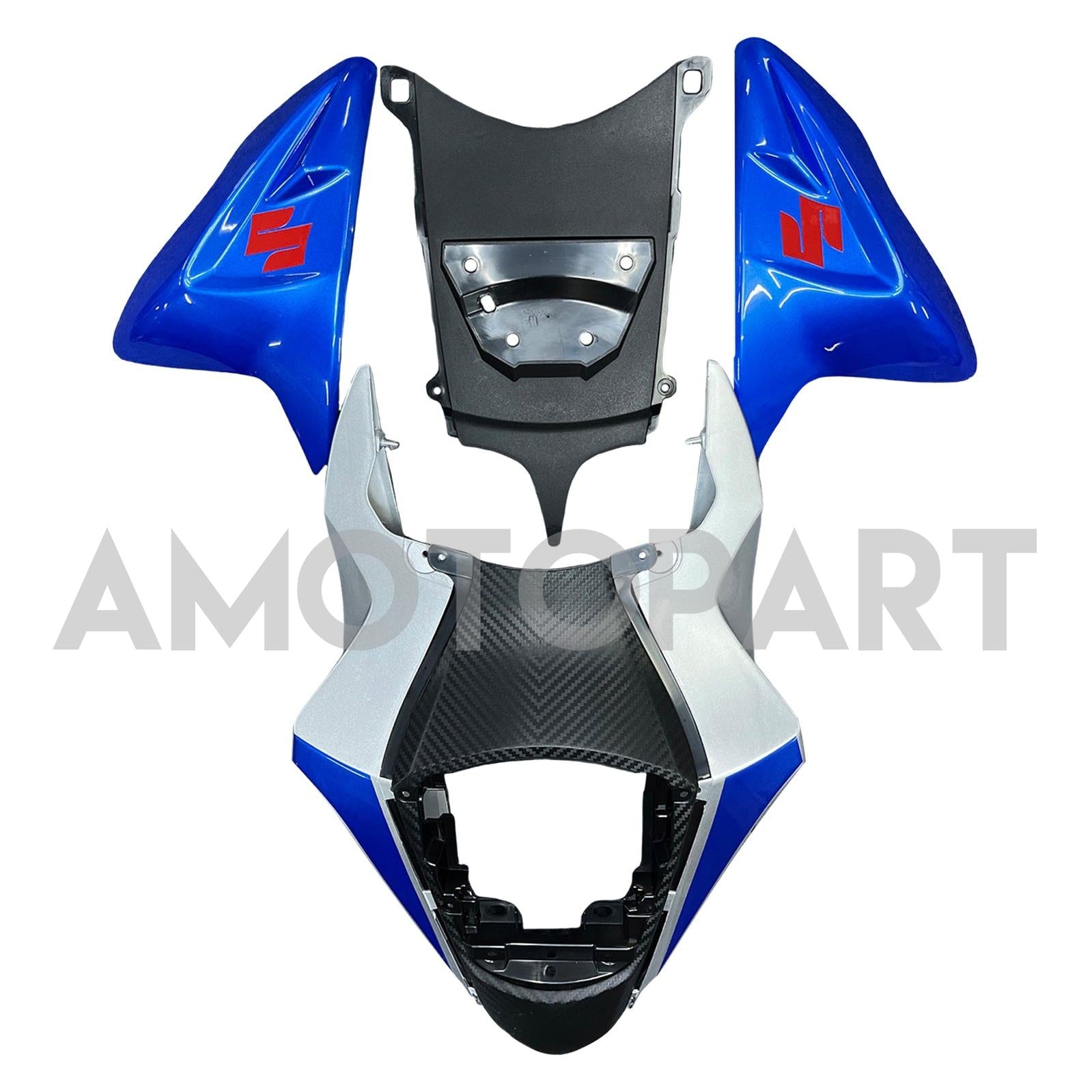 Amotopart 2011-2025 GSXR 600/750 Suzuki Bleu&Kit de carénage argenté