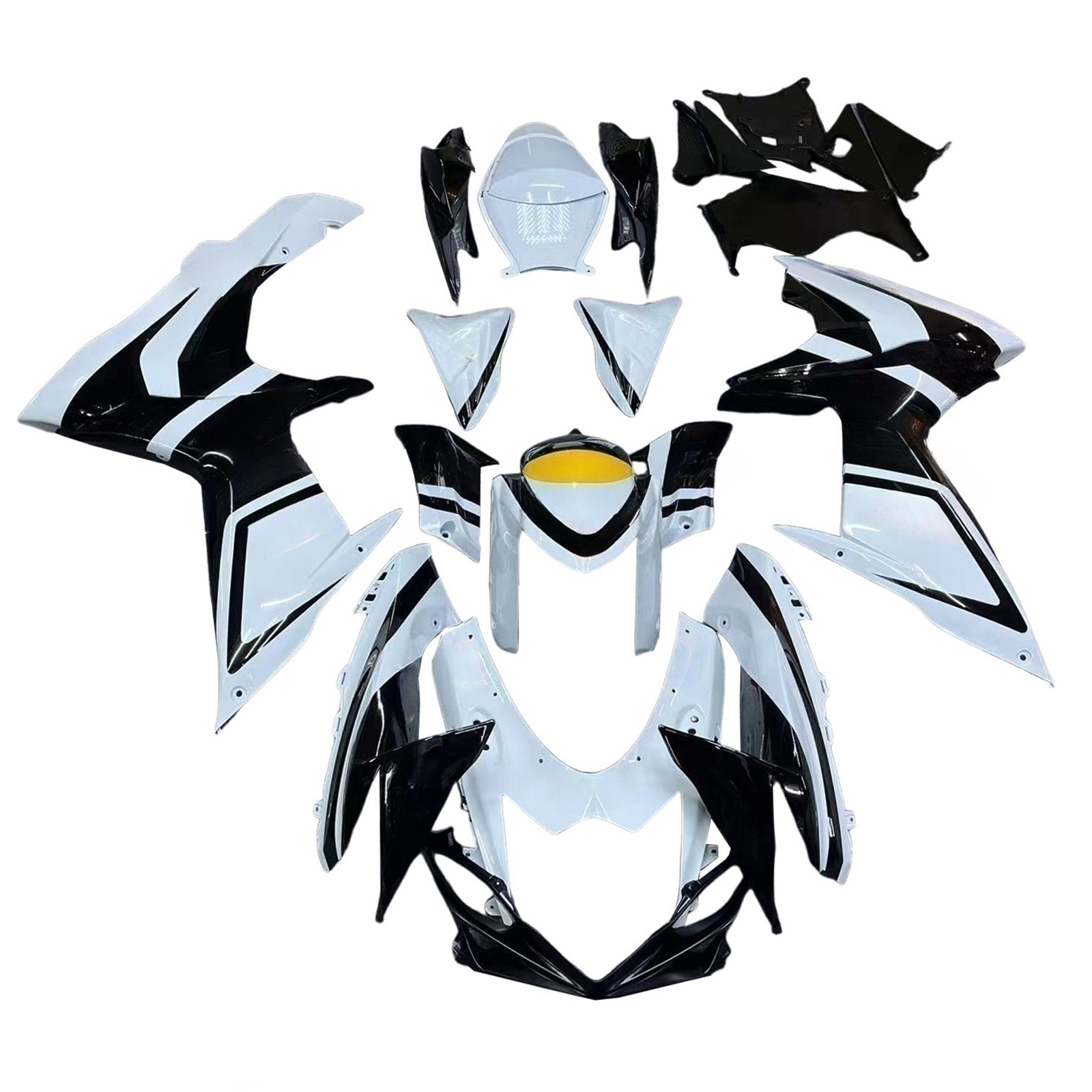 Amotopart 2011-2025 GSXR 600/750 Suzuki Black&White Fairing Kit
