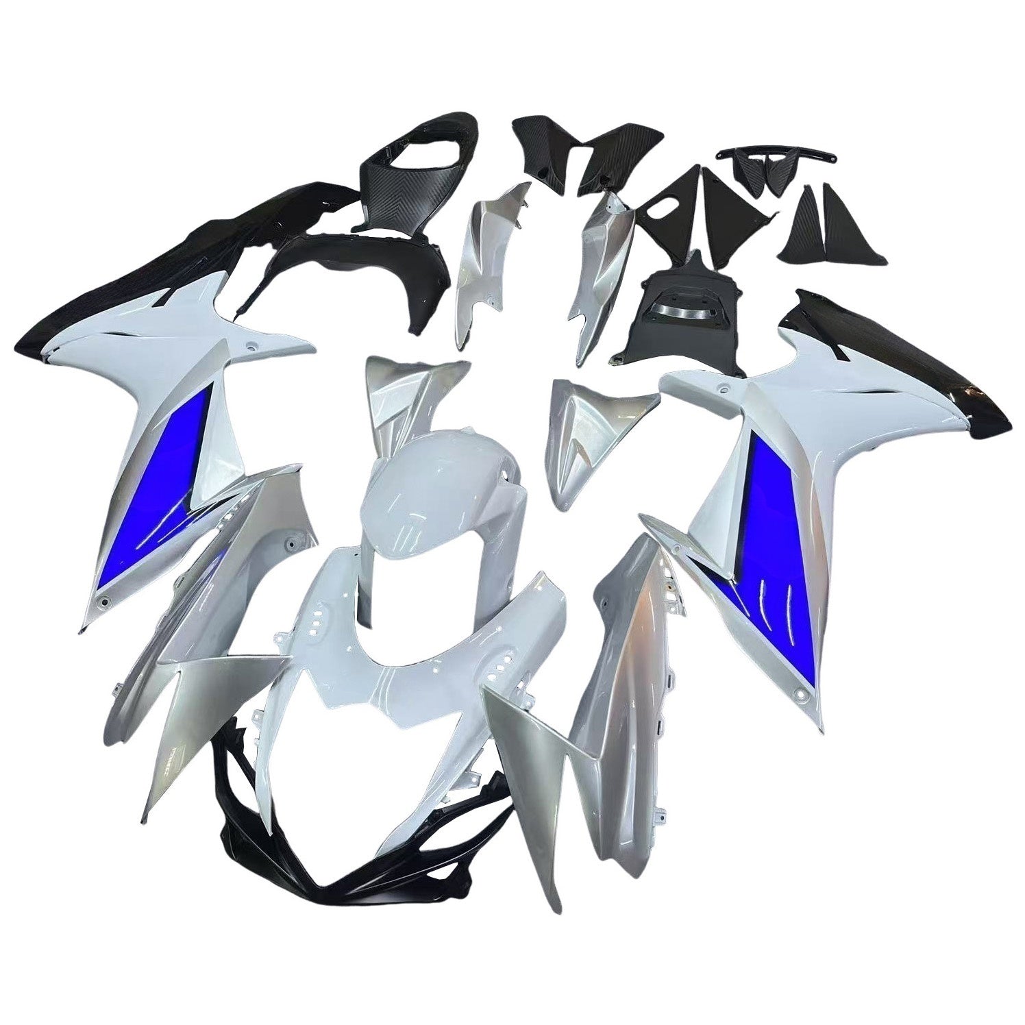 Amotopart 2011-2025 GSXR 600/750 Suzuki Weiß&Blaues Verkleidungsset
