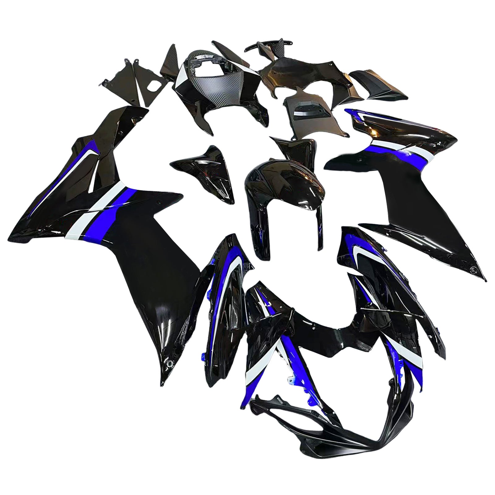 Amotopart 2011-2025 GSXR 600/750 Suzuki Black with Blue Accents Style1 Fairing Kit