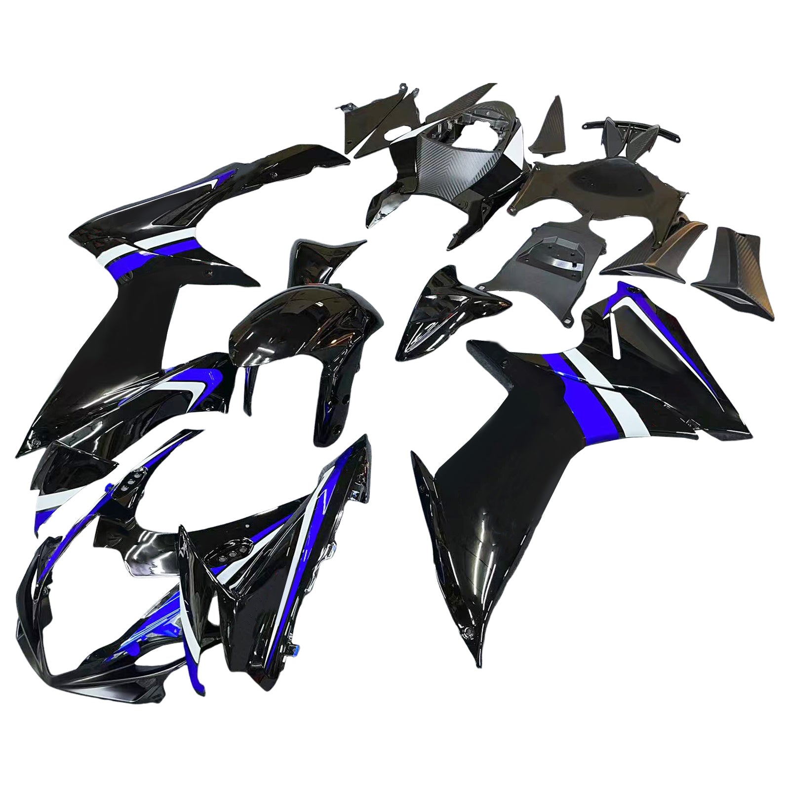 Amotopart 2011-2025 GSXR 600/750 Suzuki Black with Blue Accents Style1 Fairing Kit