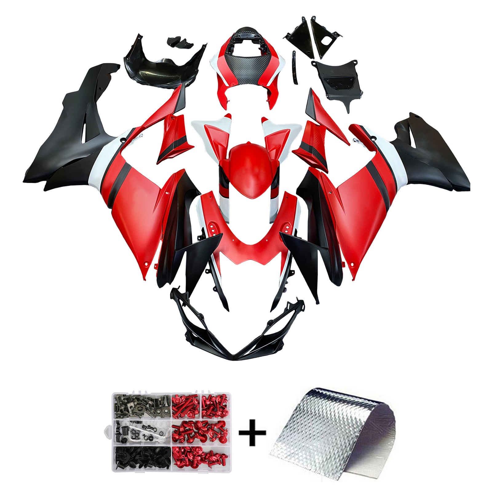 Amotopart 2011-2024 K11 GSXR 600/750 スズキ レッド&ブラック スタイル 1 フェアリングキット