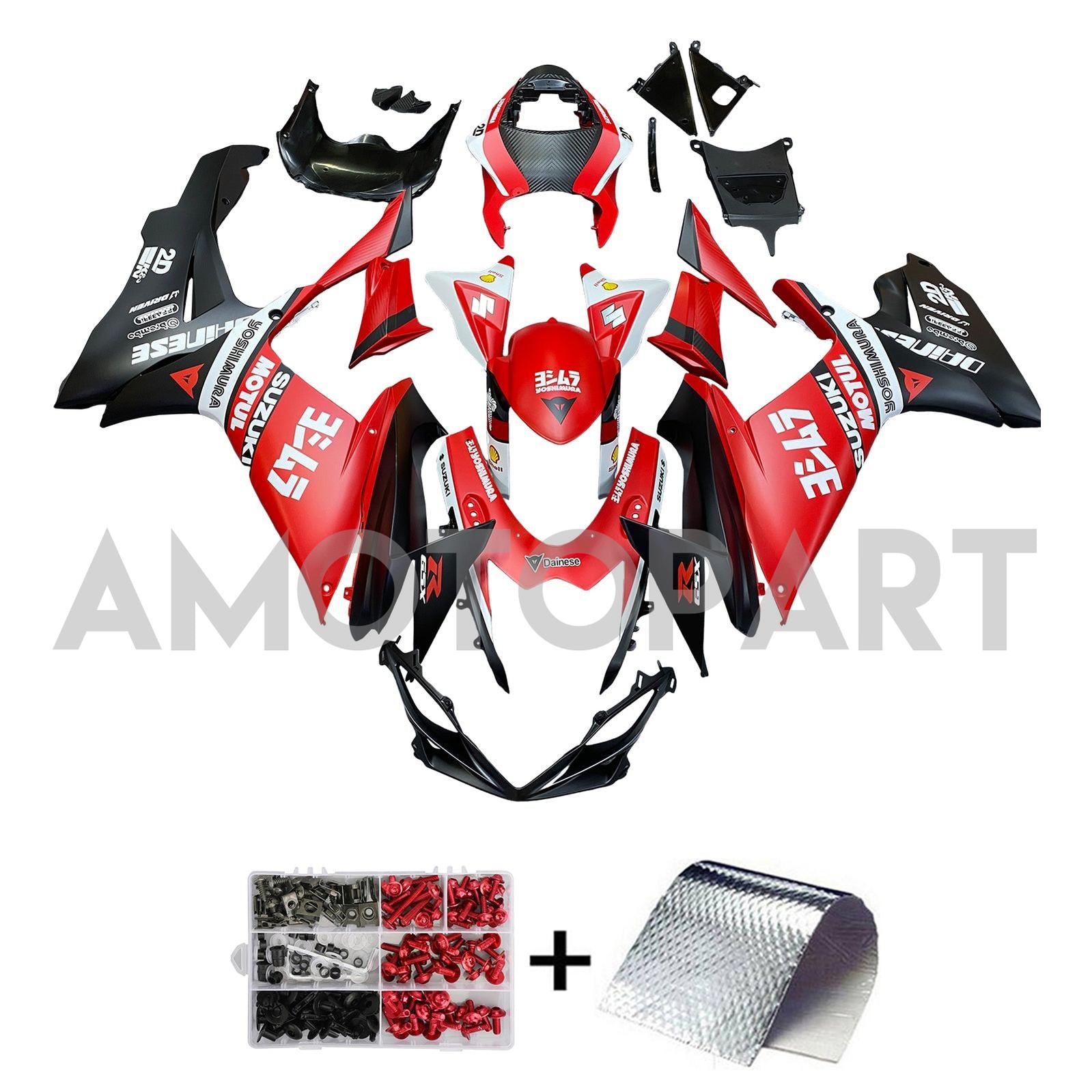Amotopart 2011-2025 K11 GSXR 600/750 Suzuki Red&Black Style1 Fairing Kit