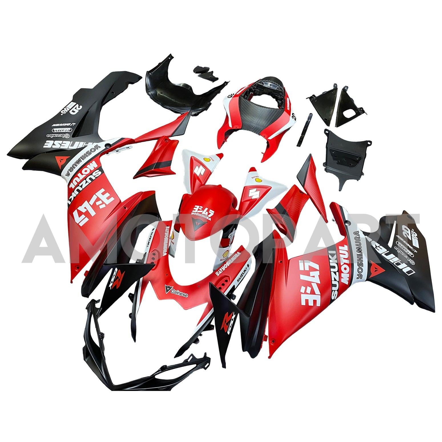Amotopart 2011-2025 K11 GSXR 600/750 Suzuki Red&Black Style1 Fairing Kit