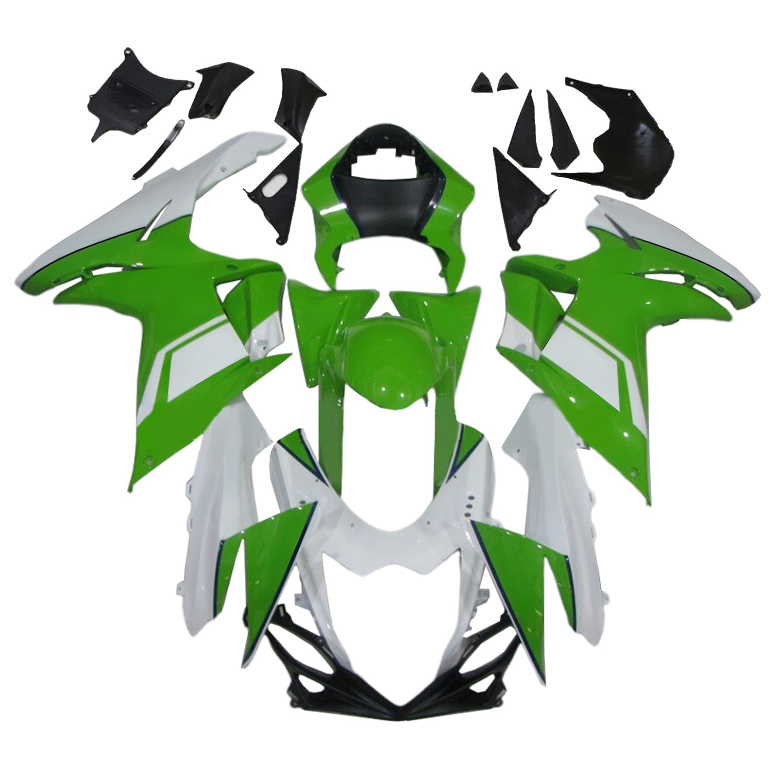 Amotopart 2011-2025 K11 GSXR 600/750 Suzuki Green&Black Style1 Fairing Kit