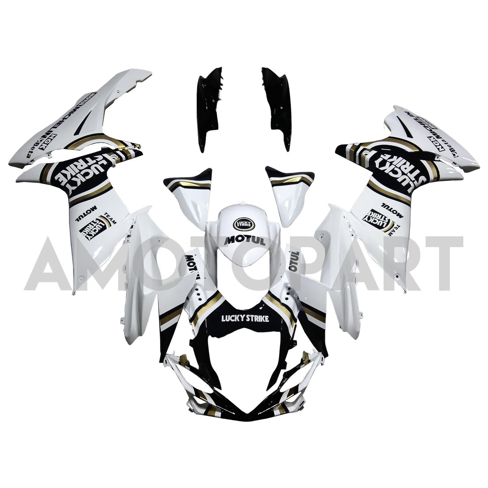 Amotopart 2011-2025 K11 GSXR 600/750 Suzuki White mit schwarzem Akzentverkleidungskit