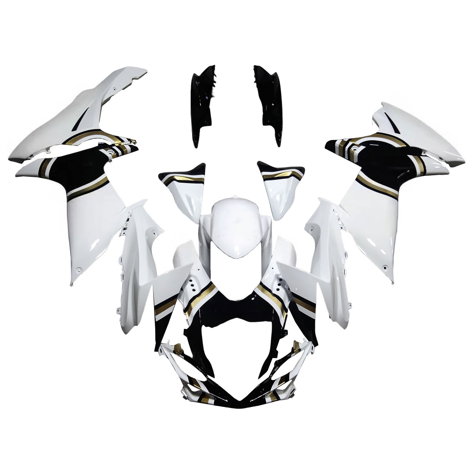 Amotopart 2011-2026 K11 GSXR 600/750 Suzuki White with Black Accenter Fairing Kit
