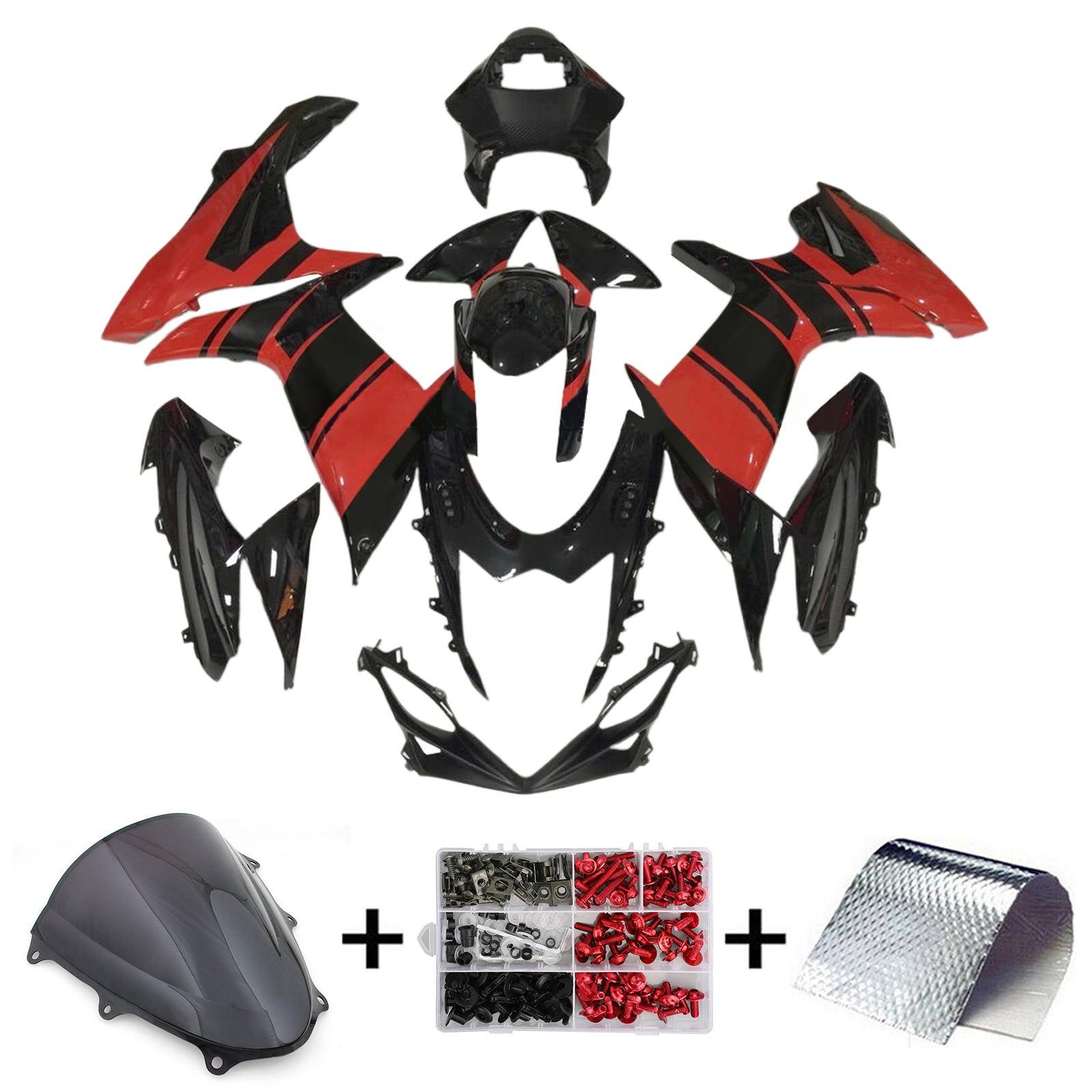 Amotopart 2011-2025 K11 GSXR 600/750 Suzuki Red&Black Style2 Fairing Kit
