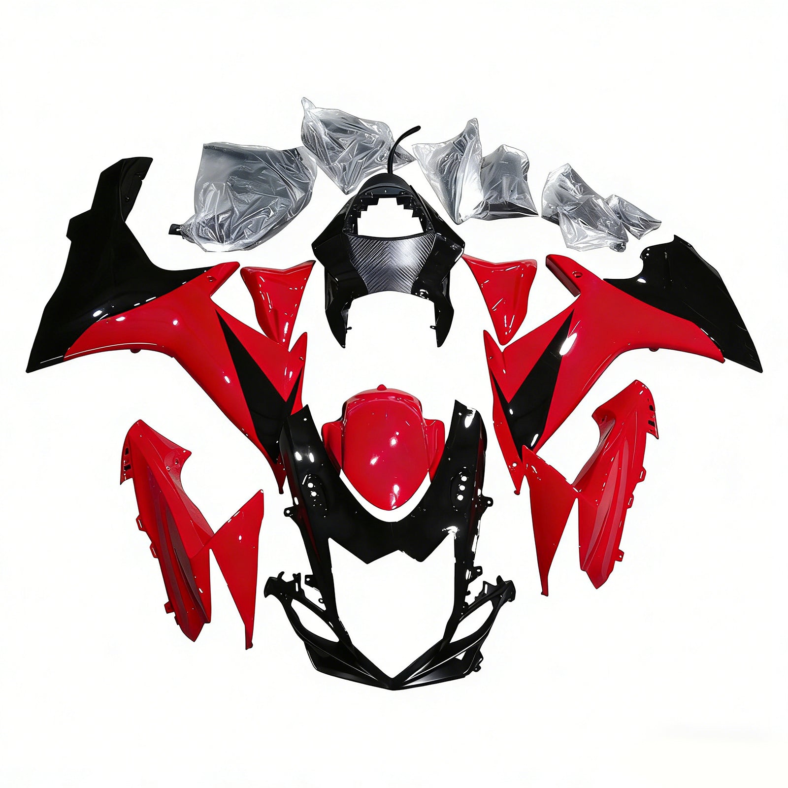 Amotopart 2011-2025 K11 GSXR 600/750 Suzuki Rot&Schwarzes Style3 Verkleidungsset