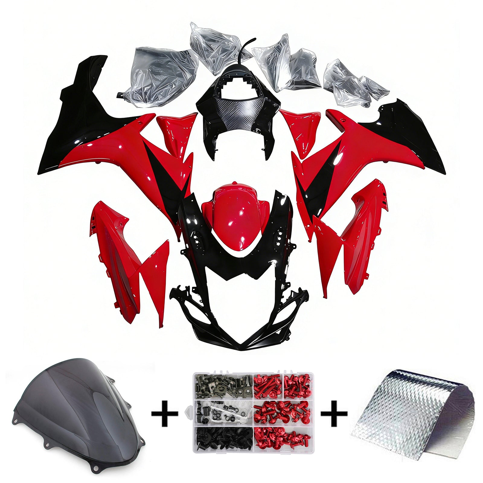 Amotopart 2011-2025 K11 GSXR 600/750 Suzuki Red&Black Style3 Fairing Kit