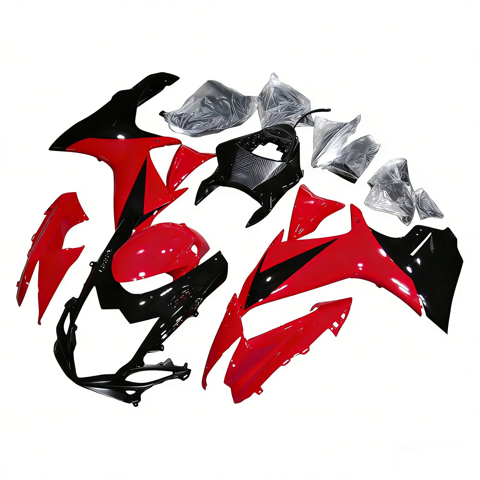 Amotopart 2011-2025 K11 GSXR 600/750 Suzuki Rot&Schwarzes Style3 Verkleidungsset