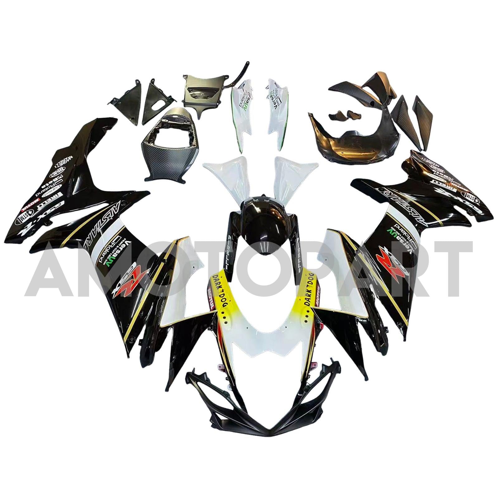 Amotopart 2011-2025 K11 GSXR 600/750 Suzuki Black&White Fairing Kit