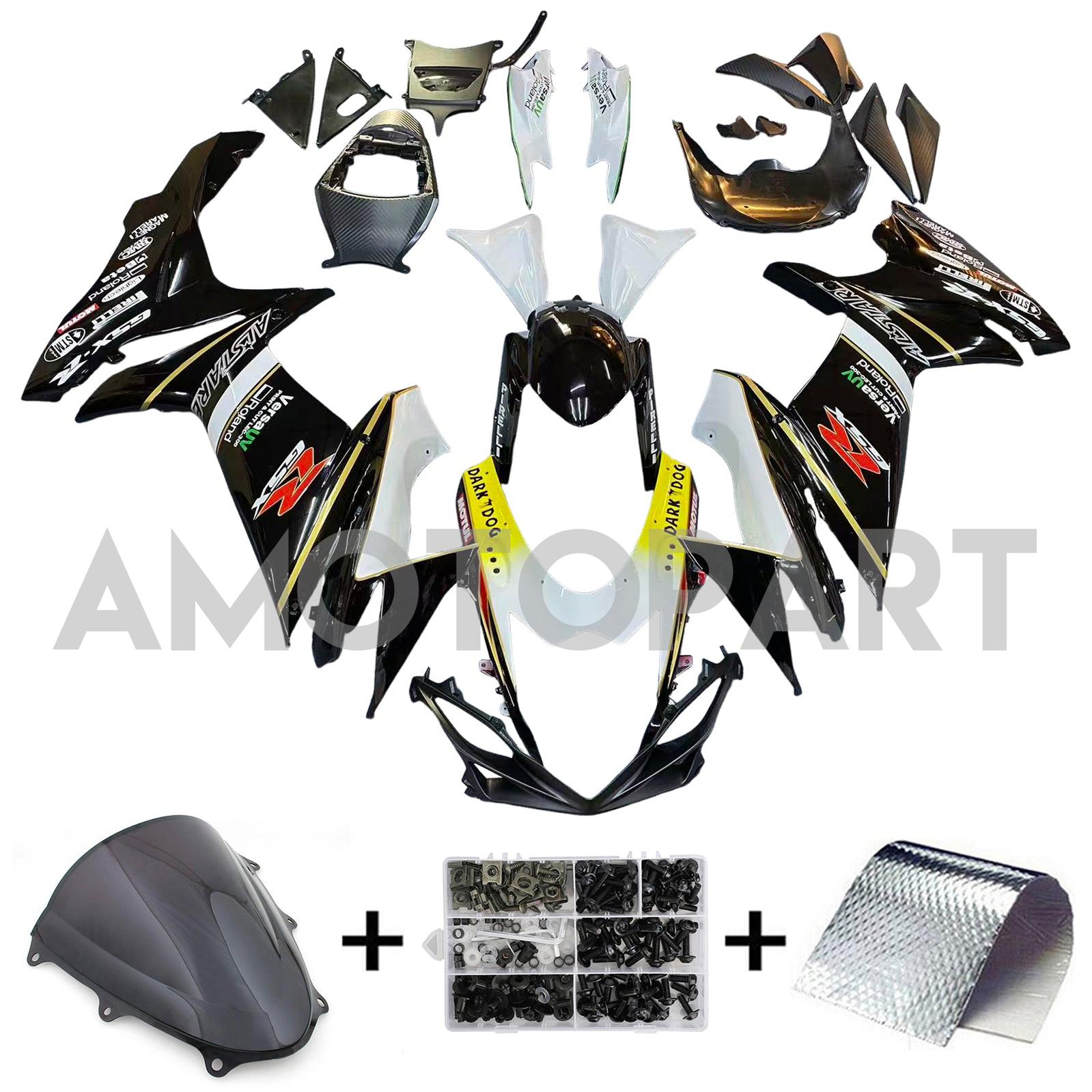 Amotopart 2011-2025 K11 GSXR 600/750 Suzuki Black&White Fairing Kit
