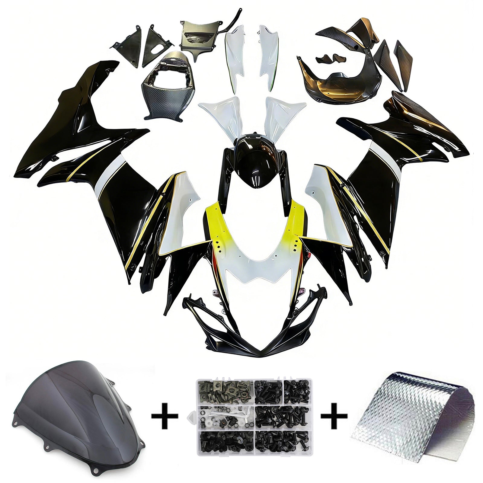 Amotopart 2011-2026 K11 GSXR 600/750 Suzuki Schwarz&Wweißes Verkleidungsset