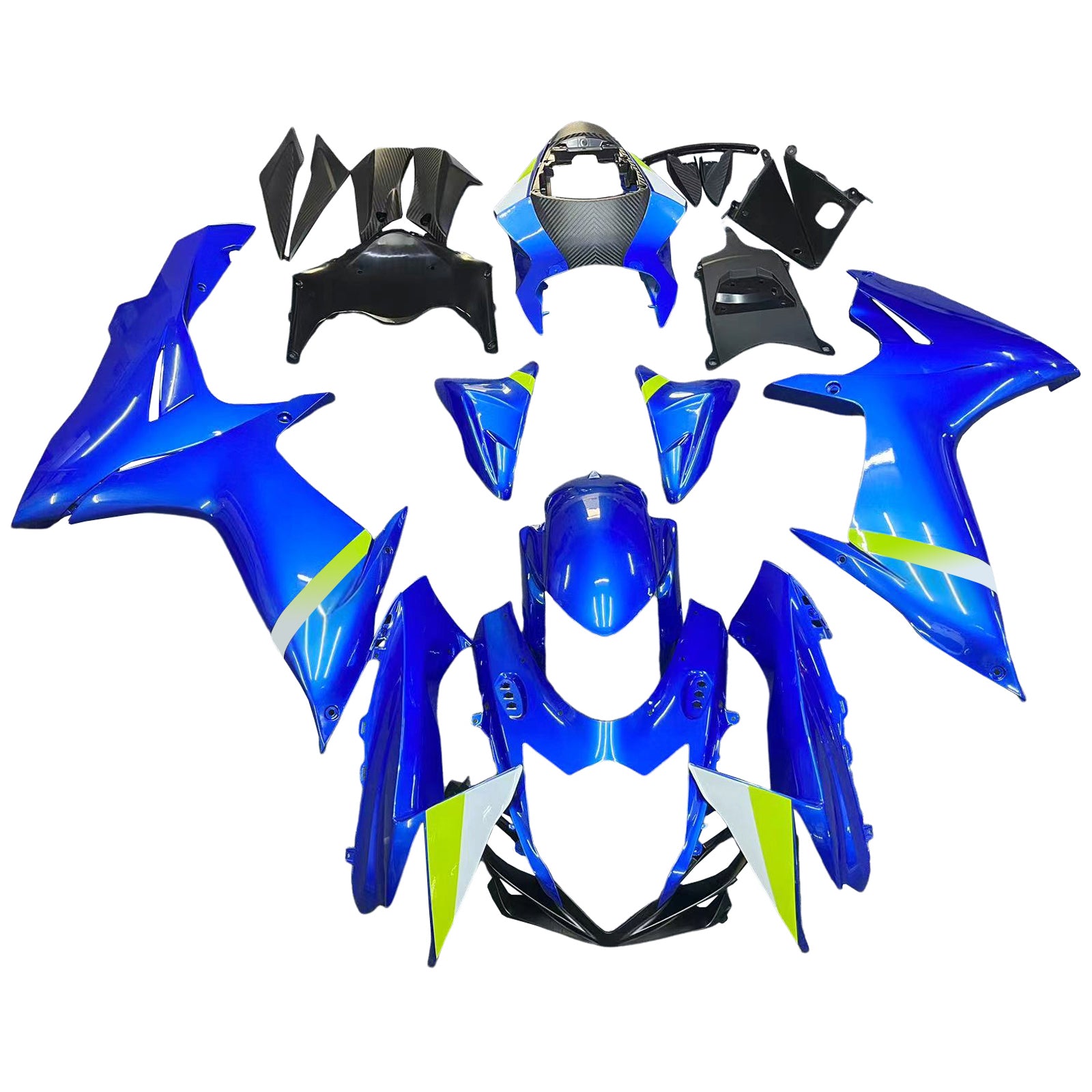 Amotopart 2011-2026 K11 GSXR 600/750 Suzuki Blue with Neon Yellow Accents Fairing Kit