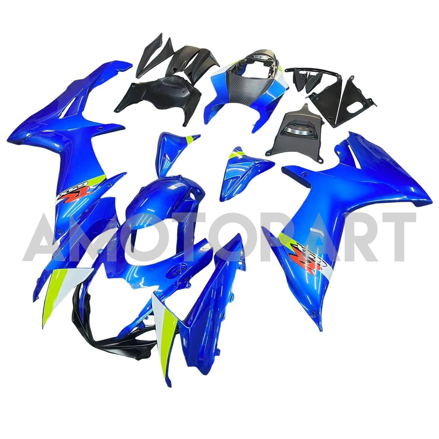 Amotopart 2011-2025 K11 GSXR 600/750 Suzuki Blue mit Neon Yellow Accentverkaufskit