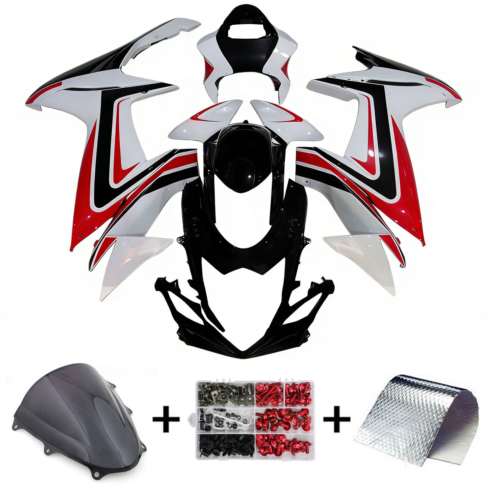 Amotopart 2011-2026 K11 GSXR 600/750 Suzuki Rosso&WKit di carenatura bianca