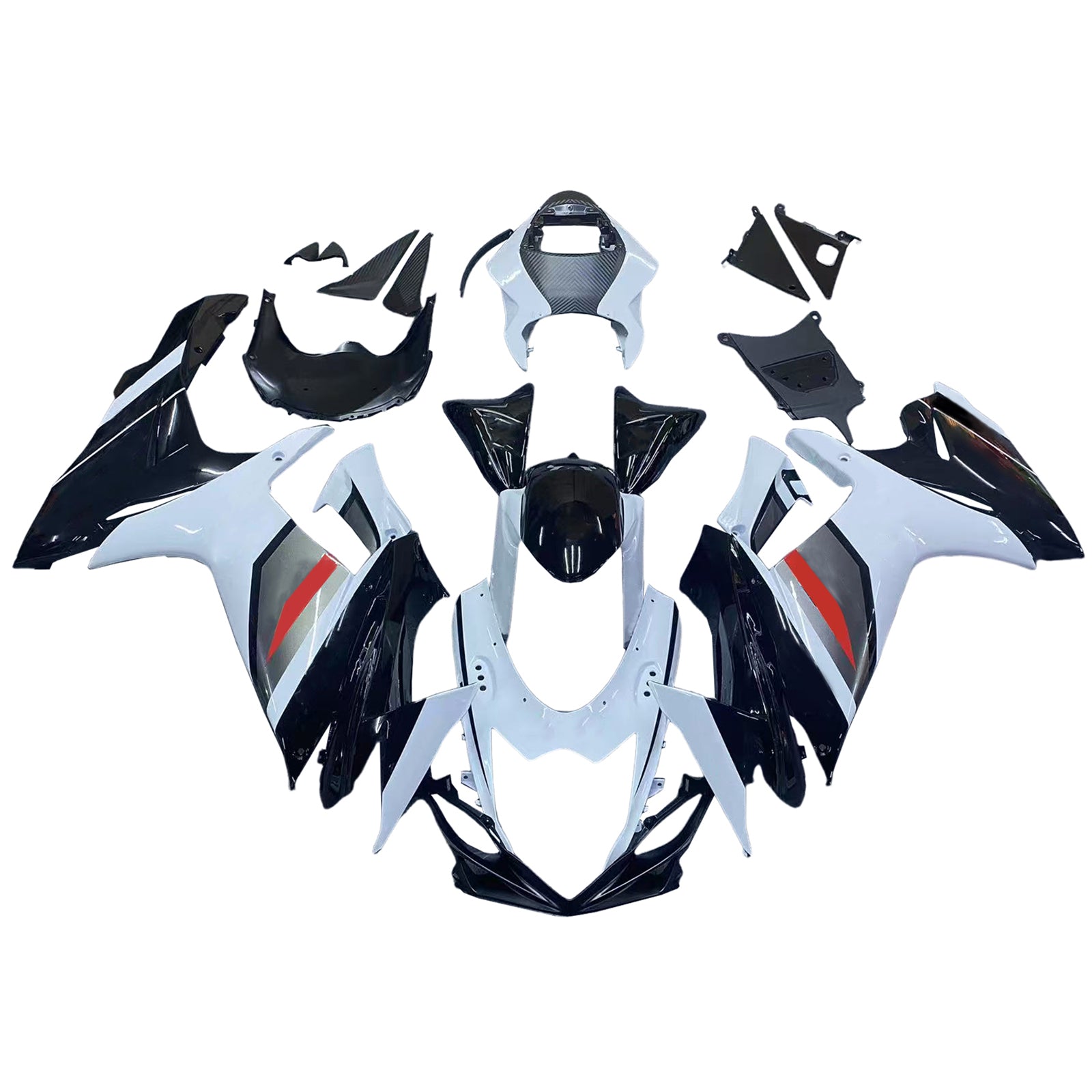 Amotopart 2011-2024 K11 GSXR 600/750 スズキ ブラック&ホワイト アクセント フェアリングキット